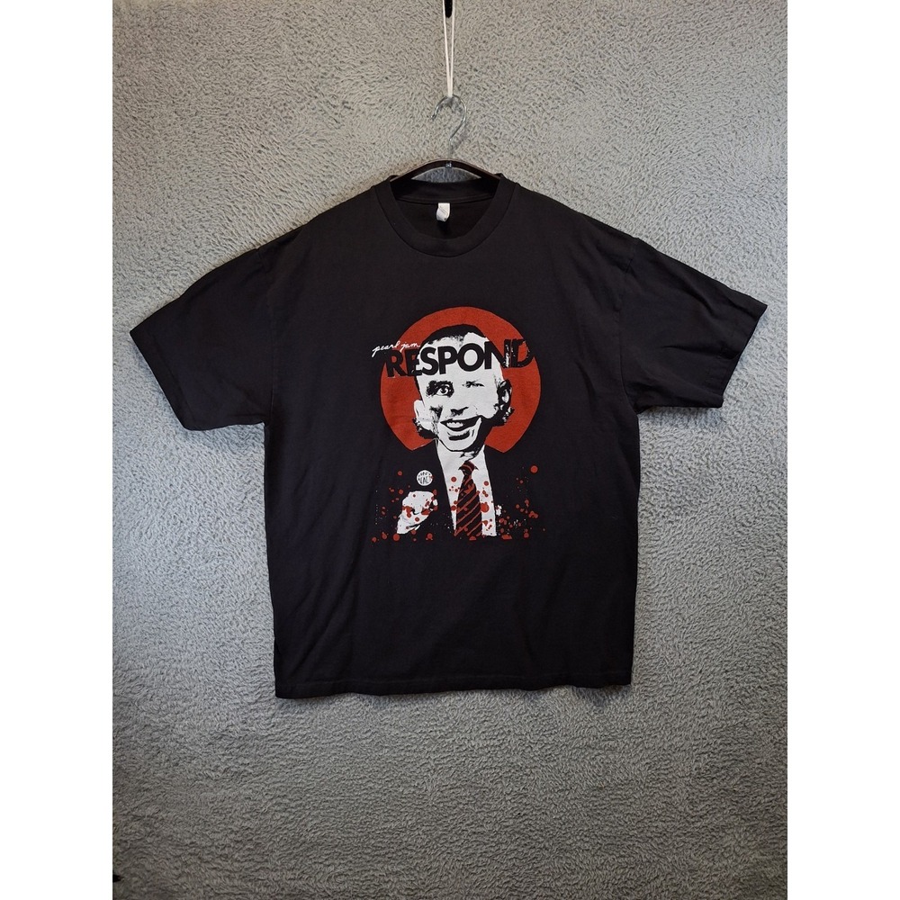 Pearl Jam Respond Concert T Shirt Mens XL Black Heavyweight Cotton Short Sleeve